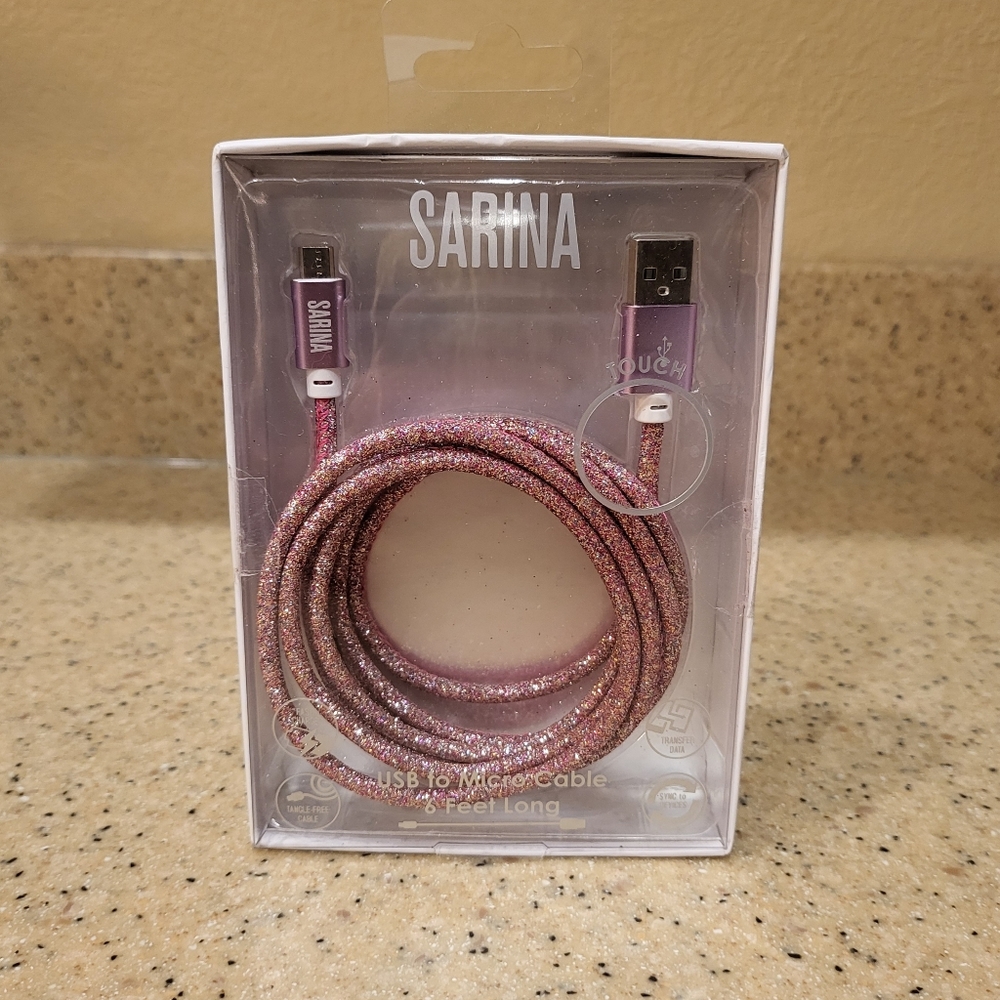 NWT Sarina USB to Micro Cable Fast Charge Six Feet Long